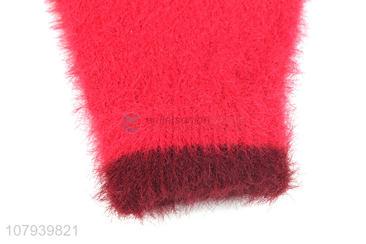 Factory Price Red Knitted Glove Ladies Winter Warm Gloves