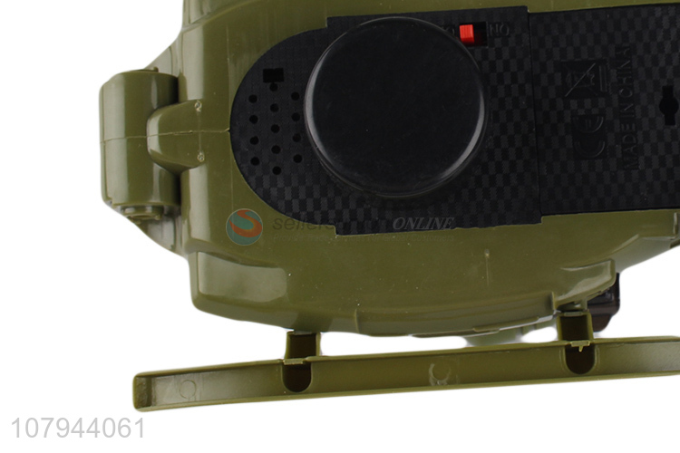 Hot sale army green helicopter musical toy for children