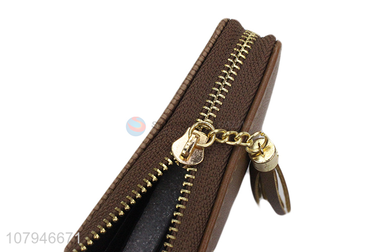 China products brown zipper fashion lady wallet with cheap price