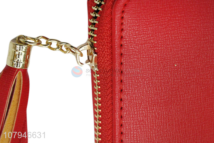 New arrival women red fashion long wallet with top quality