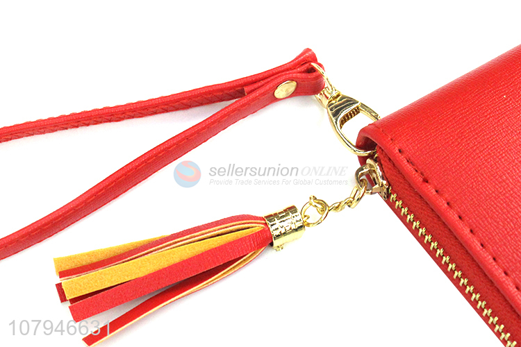 New arrival women red fashion long wallet with top quality