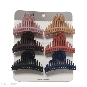 New arrival plastic 6pieces durable strong hold hair claw clips