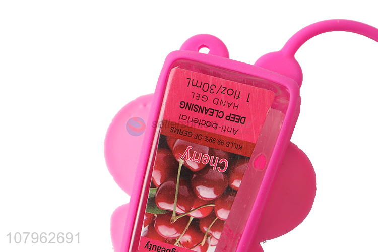 Latest arrival cherry aroma kids travel hand gel with silicone holder