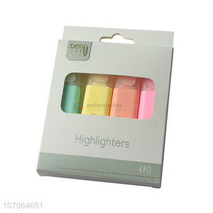 Hot selling candy color highlighter student portable marker pen 4pcs