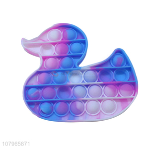 China products colourful duck shape soft push bubble fidget toys