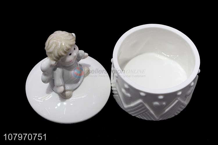 China supplier ceramic angel jewelry case rings jewelry storage box