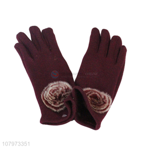 New product red thick windproof gloves ladies warm gloves