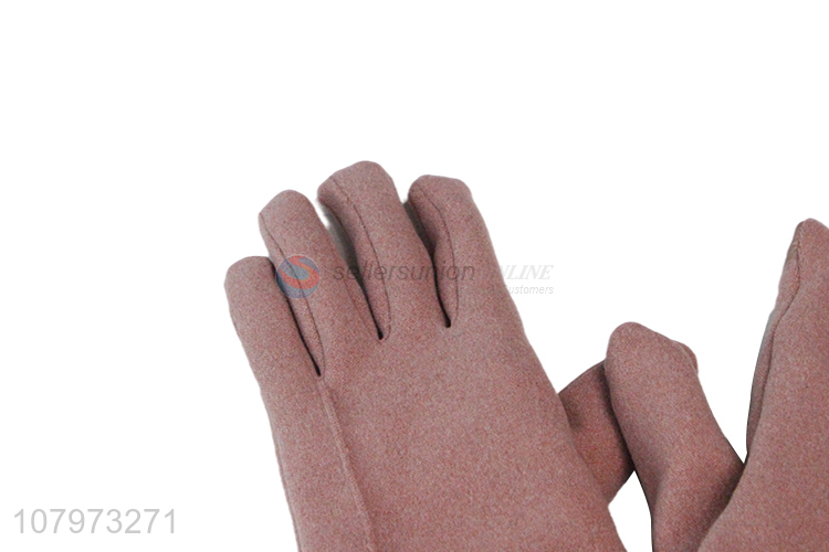 Factory wholesale pink plush gloves ladies cold gloves