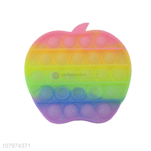 Good Sale Apple Shape Rainbow Push Pop Bubble Fidget Sensory Toy