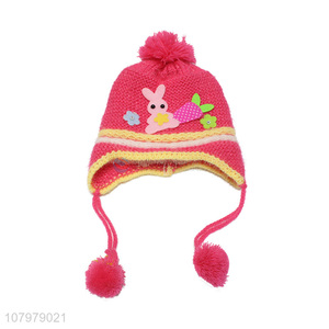 New hot sale children winter warm earmuff hat fleece lined knitted hat