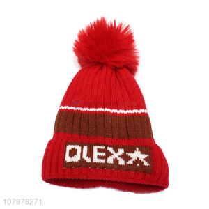 Good quality kids winter cosy knitted beanie hat fleece lined skull cap