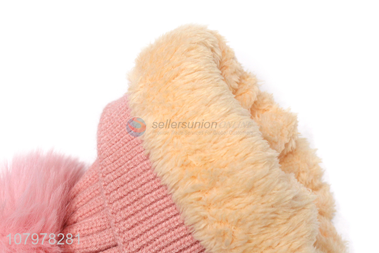 Factory supply children winter skull cap knitted fleece lined beanies