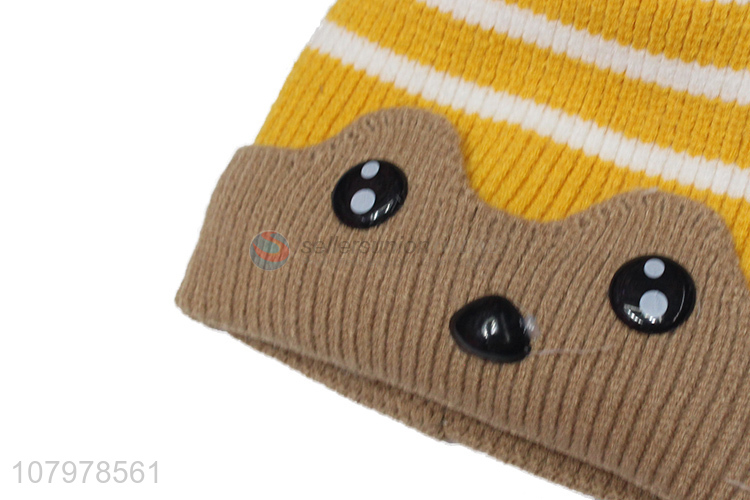 China imports kids winter cartoon knitted beanie hat fleece lined hat