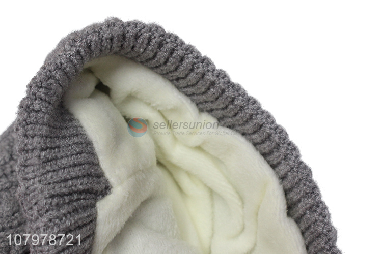 Top product children winter warm pom pom beanie hat fleece lined kids cap