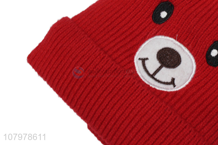 Factory supply cartoon bear children beanies winter warm soft knitted cap