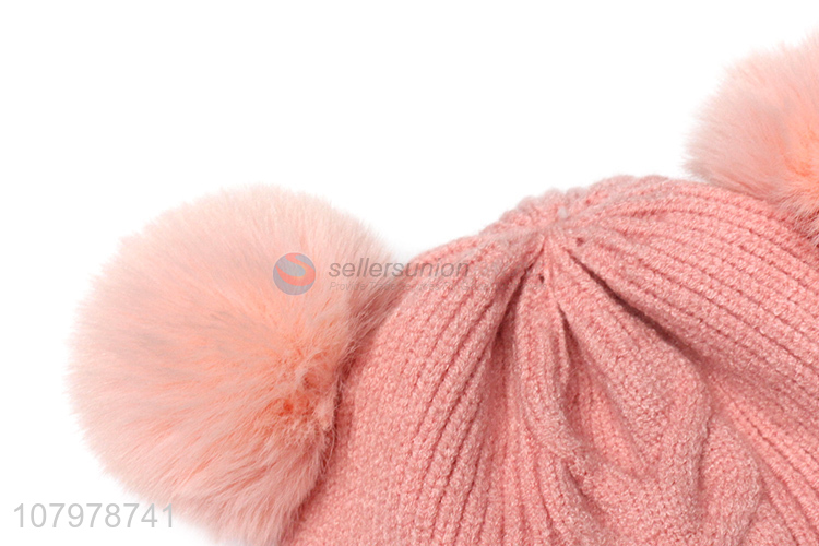 Hot items children boys girls winter skull cap knitted fleece lined beanies
