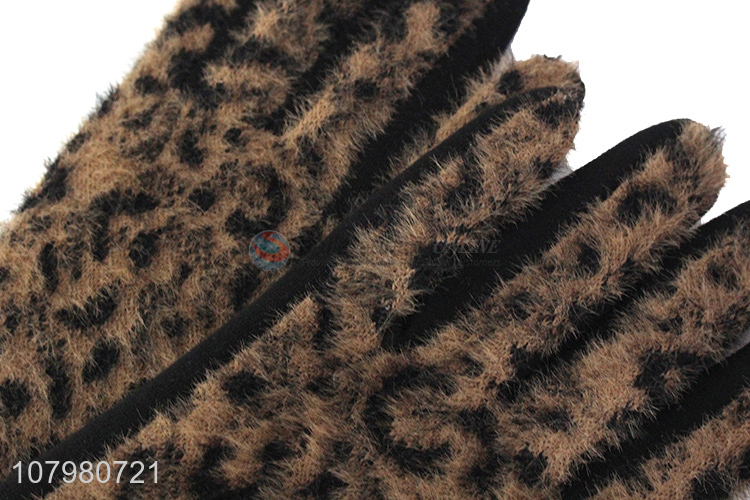 Hot Products Sexy Leopard Print Ladies Gloves Winter Warm Gloves