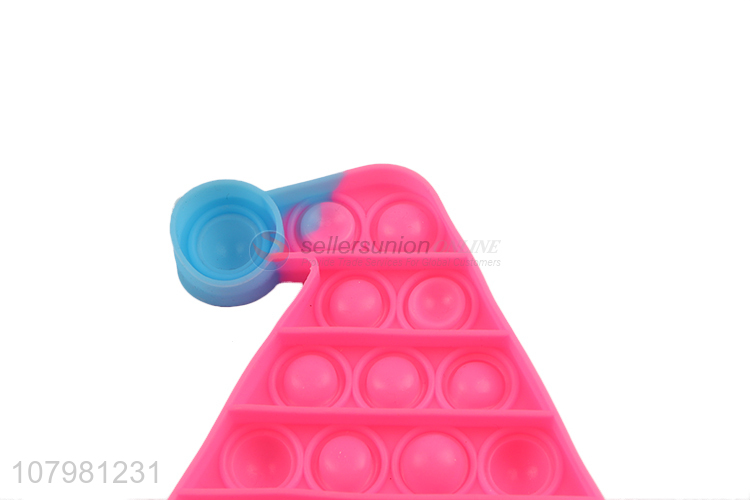 Latest arrival Christmas hat shape push pop it stress reliever bubble toy