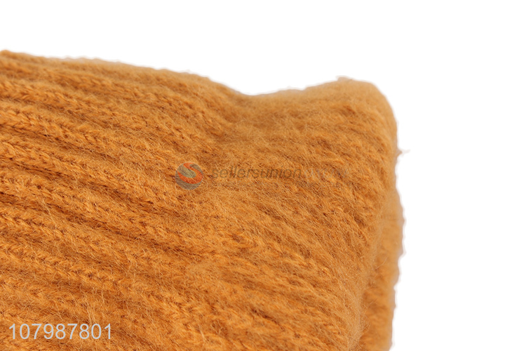 New arrival orange knitted touch screen gloves for ladies