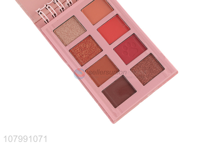 Fashion Coil Book Shape 8 Colors Eyeshadow Palette With Mirror