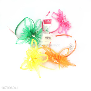 Yiwu market handmade pearl fascinator hairband vintage mesh net hair hoop