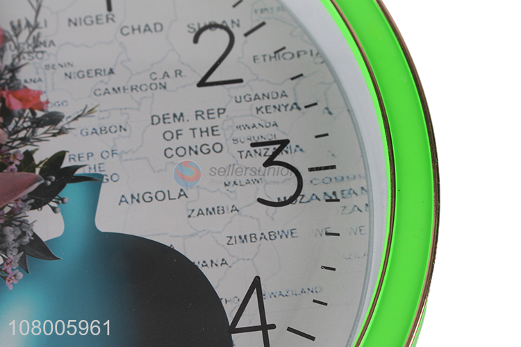 Good price green fashion living room craft wall clock wholesale