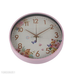 Factory wholesale pink clock creative round wall clock for living room