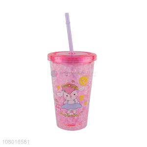 China factory cute plastic straw cup gel freezer tumbler for cold drinks