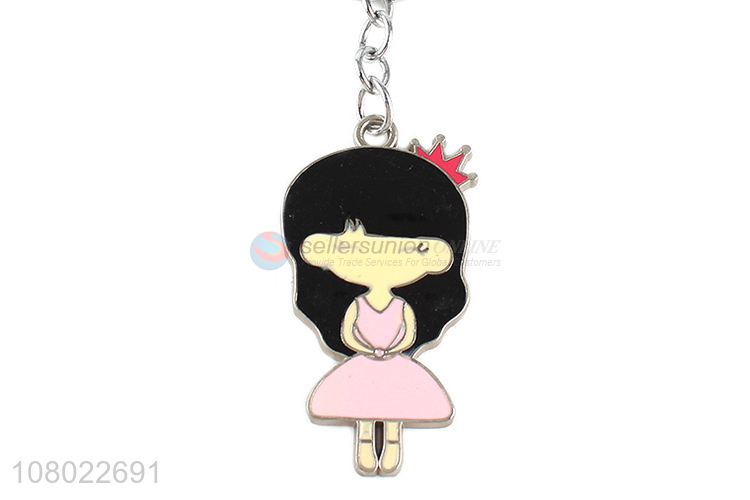 New arrival zinc alloy metal keychains cute girl key chain wholesale