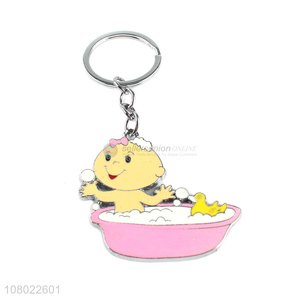 Recent design cheap zinc alloy keychains epoxy enamel baby key chains