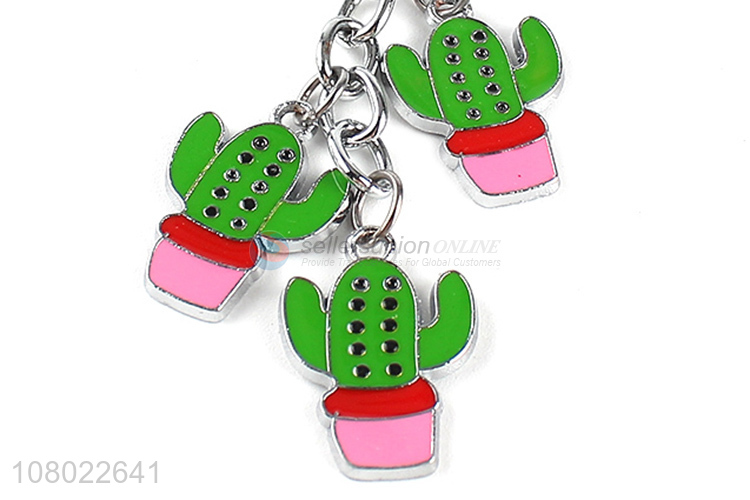 China supplier fresh zinc alloy keychains custom enamel catcus key chain