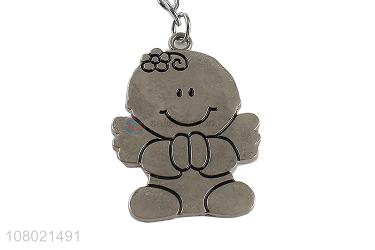 Wholesale cartoon metal pendant key chain silver key rings keychains