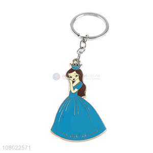 Yiwu market cartoon metal keychains cute key ring princess key chain