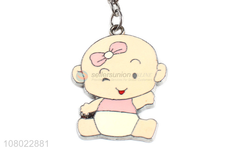 Online wholesale cheap metal enameled baby pendant keychain keyring