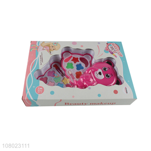 Yiwu market turn cover bear two-layer cosmetics toys set for children