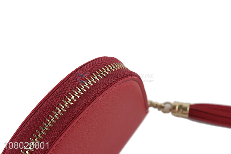 Hot products red fashionable zipper mini wallet for sale