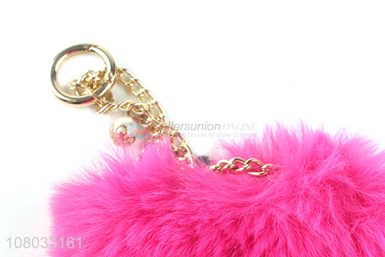 High quality pink fur ball keychain decoration pendant