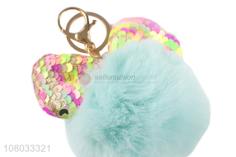 Factory direct sale blue cute fur ball keychain pendant