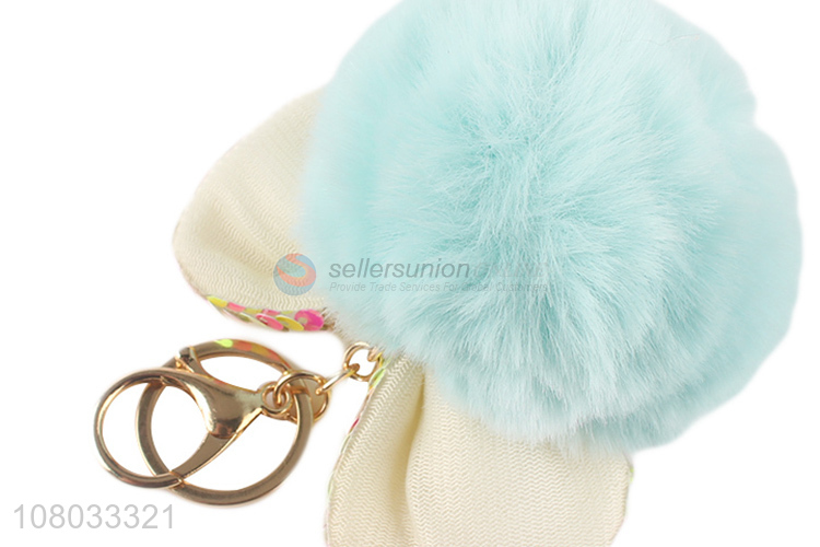 Factory direct sale blue cute fur ball keychain pendant