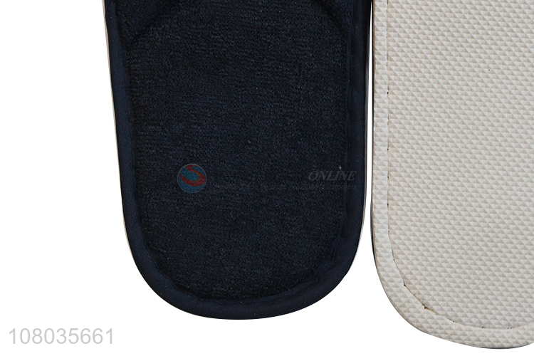 Factory direct sale black plush disposable slippers for hotel