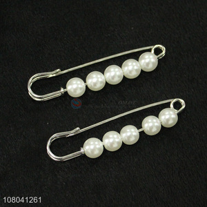 Hot products white long beads clothing brooch for sale