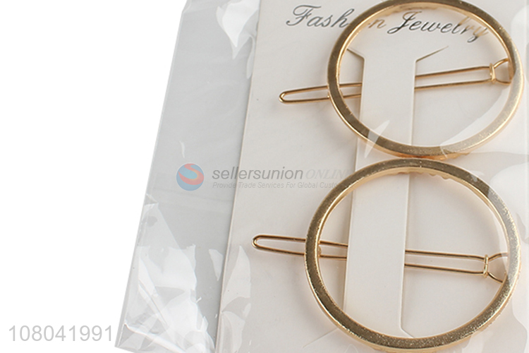 Cheap price hollow circle golden hairpin women hair decoration