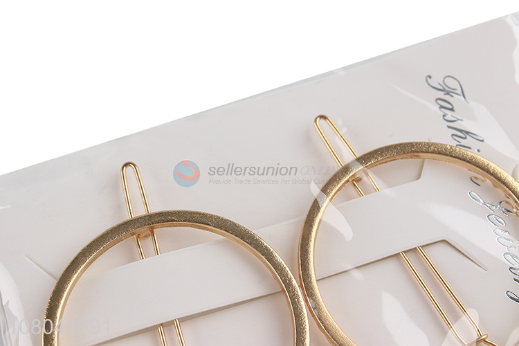 Cheap price hollow circle golden hairpin women hair decoration
