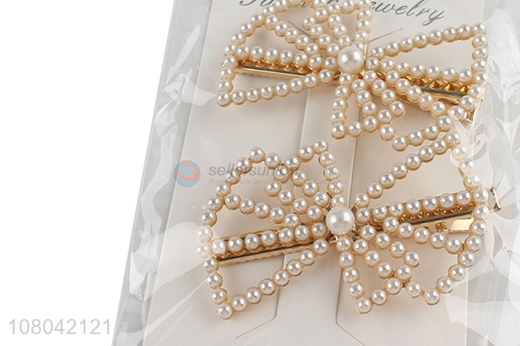 Online wholesale bowknot shape pearls hairpin hair decoration
