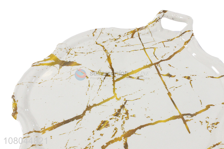 Personalized Design Marbling Melamine Tray With Handle