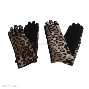 New style fashion leopard winter riding windproof gloves