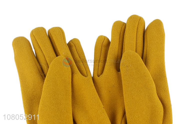 New arrival yellow ladies riding gloves cold-proof gloves