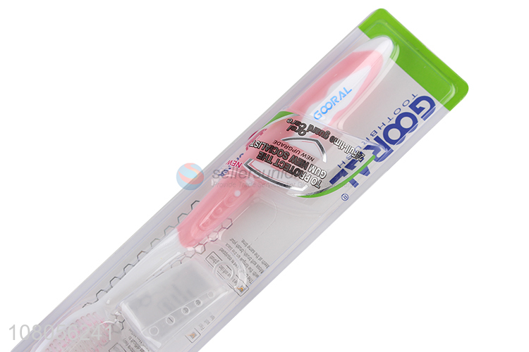 Good quality pink plastic portable household toothbrush