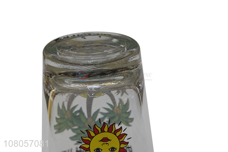 Creative design printed glass drinking cup for sale