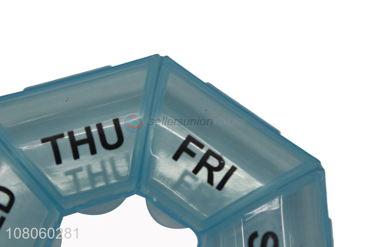 Factory direct sale blue polygonal portable pill box